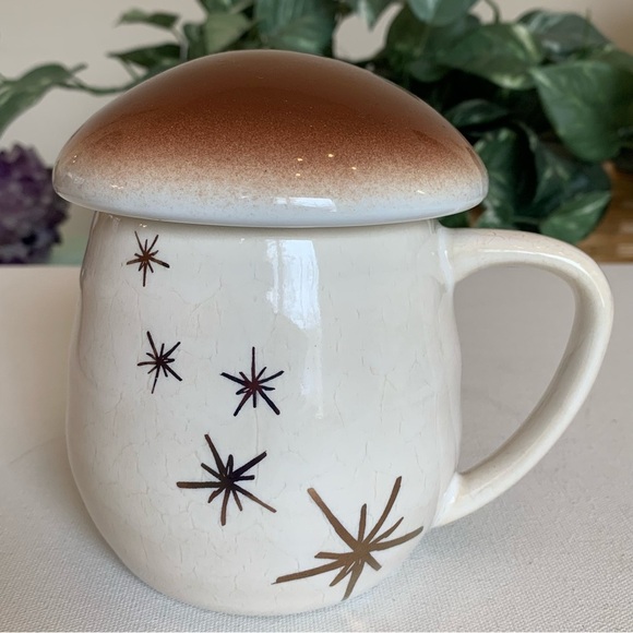 Atomic Starburst Mug Cup W Mushroom Lid Chrissy Teigen Stoneware Coffee Tea 18oz - Picture 1 of 13